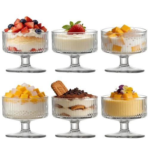 Gviix Dessert Cups Set of 6 180 ML Dessert Bowls Ice Cream Salad Bowls Versatile Dessert Bowls Ideal for Mousses Puddings Desserts and Other Party Supplies