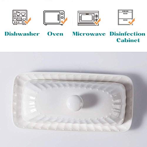 image for MinliGUY Butter Dish with Lid for Countertop, White Ceramic Butter Dis