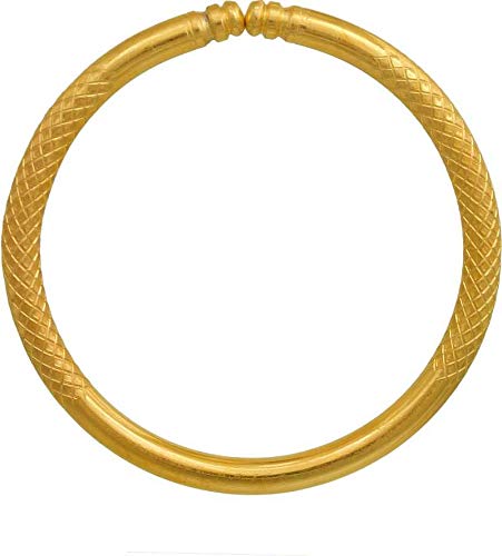 morir Gold Plated Brass Round Solid 5mm Open Mouth Free Size Adjustable Bracelet Kada for Men Women-picture-11