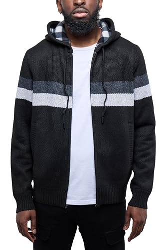 Amazon.com: CULTURA AZURE Mens Zip Up Plaid Lined Knit Cardigan