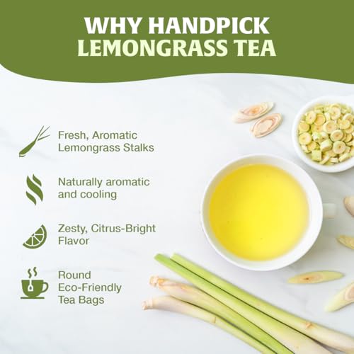 Image of HANDPICK Lemongrass Teabags (100 Count) Made with Quality Lemongrass Stalks