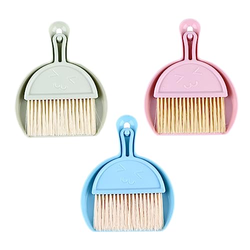 minkissy 3 Sets Desktop Fan Broom Computer Cleaning Kit Table Clean Broom Brush Cleaning Brush with Dustpan Computers Cleaning Brush Tiny Cleaning Broom Mini Hand Broom Keyboard Window