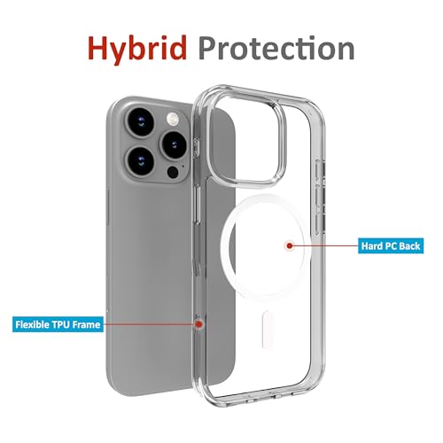 Image of for iPhone Case 16 Pro with Mag-Safe, [Anti-Yellowing Technology] [Military Grade Drop Protection] Shockproof Slim Hybrid Phone Case for iPhone 16 Pro - Crystal Steel Grey