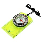 方位磁石 コンパス ベースプレート 方位磁針 夜光 羅針盤 ルーペ付 登山 ハイキング ストラップ マップスケール ハイキング ナビゲーション ポータブルエクスプローラー 携帯便利 軽量 防水 グリーン