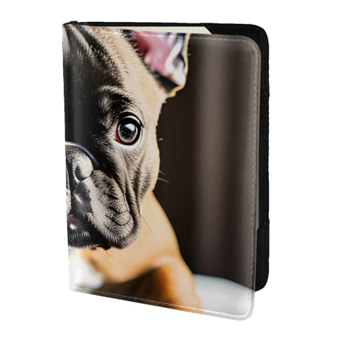 Tamiger Portafogli portadocumenti da viaggio con stampa bulldog francese, 14 cm, unisex, regalo per vacanze e viaggi di lavoro, Nero , taglia unica