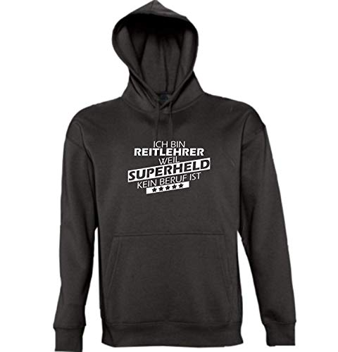 Sweat à capuche Ich Bin Reitlehrer noir en taille S pour enseignant d'équitation