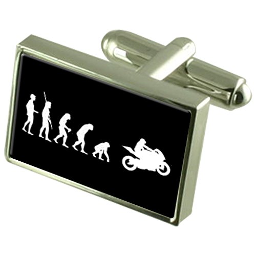 Gemelos de moto y clip de corbata con caja para lucir impecable en bodas y eventos
