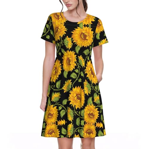 Robe d'été tournesol légère anti-transpiration pour femme active