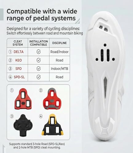 Zapatos de bicicleta Hixingo compatibles con sistema Look Delta y calas SPD 5