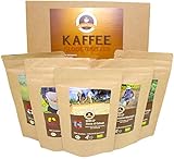 Kaffee Globetrotter - Bio-Box Grob Gemahlen - für Stempel-kanne French-Press Kaffeebereiter - 5 Mal 65g Raritäten Spitzenkaffee - Fünf Kaffeesorten Aus Biologischem Anbau