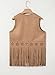 Dokotoo Womens Early Fall Fashion 2025 Cowboy Chic Fringe Vest 70s Theme Birthday Party Boho Hippie Costume Rodeo Hollow Out Cowgirl Western Country Concert Outfits for Women Vests Khaki XX-Large