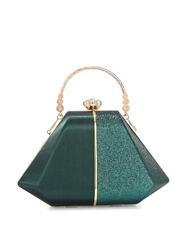 Image of TOOBA Handicraft Women's Beautiful Bling Box Clutch Bag | Evening Bag, Bridal Purse & Party Handbag | Wedding & Special Occasion Clutch (Mix Pyramid)
