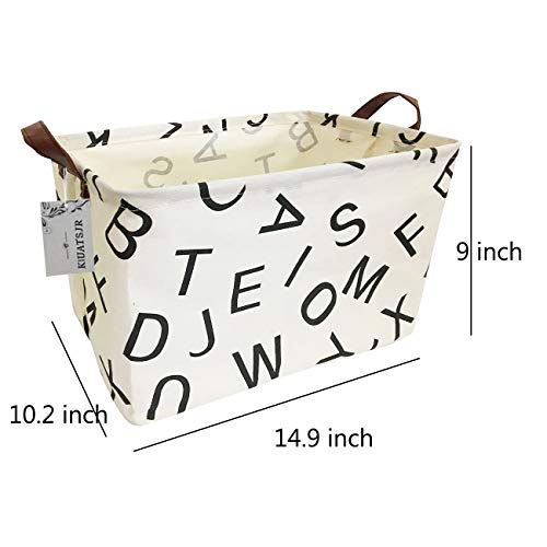 Image of Rectangle Storage Basket Cute Canvas Organizer Bin for Pet /Children Toys, Books, Clothes Perfect for Rooms /Playroom (Alphabet)