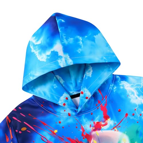 Image of Belovecol Boys Hoodie Colorful Splatter 3D Printed Hooded Sweatshirts Novelty Baseball Graphic Long Sleeve Hood Pullovers for 6-8 Years