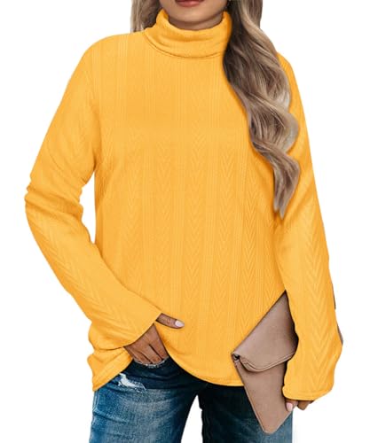 RITERA Plus Size Tops for Women Long Sleeve Shirts Womens Fall Winter Cable Tunic Top Turtleneck Pullover Blouses XL-5XL