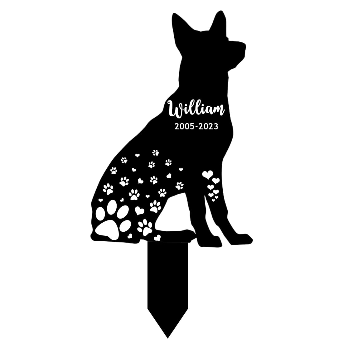 MYZQIFF Personalized Name Dog Memorial Stake, Dog Memorial Garden Stake, Dog Loss Remembrance Stake, Dog Sympathy Sign, Pet Grave Marker, Garden Grave Decor for Pets Outdoors, Flower Dog Grave Stake