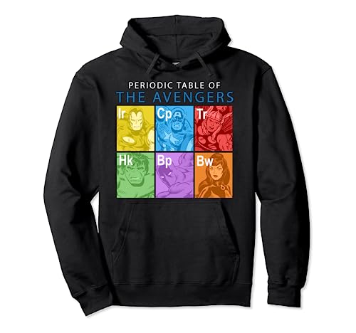 Sweat à capuche Marvel The Avengers Periodic Table idée cadeau geek