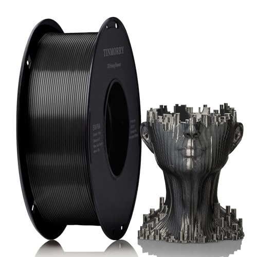 Image of PLA Filament 1.75mm, TINMORRY 3D Printer Filament, 1kg (2.2lbs), Compatible with Bambu FDM 3D Printer, Silk Iron Black