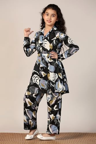 Image of Fashion Dream Girl's Rayon Abstract Printed Clothing Set|Co-ord Set|Casual Wear|Coordinate Outfit for Girls