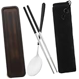 ULTECHNOVO Vajilla Portátil De Utensilios Para Camping Con Cuchara y Palillos Vajilla De Viaje Para Exteriores