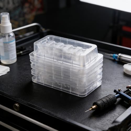 Ipetboom 100pcs Disposable Tattoo Cartridge Cup Holder Plastic Pigment Palette Tray Organizer for Tattooing — view 5