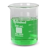 United Scientific™ 500 mL Beaker - Low Form Griffin, 3.3 Borosilicate Glass Beaker, Double Scale Graduated...