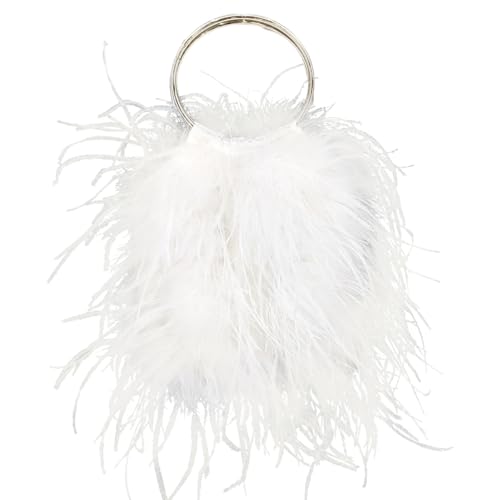 LVCOMEFF Women Evening Purse Ostrich Feather Handbag with Handle Crossbody Bag Cute Luxury