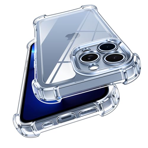 ivoler Anti-Amarillo Clara Funda para iPhone 13 Pro MAX 6.7 Pulgadas con Cojín Esquina Parachoques, [Protección Militar] Carcasa Protectora Antigolpes Transparente Anti-Arañazos Duro Bumper Case