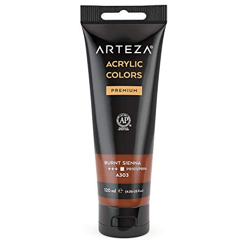 Arteza Pintura acrílica | Color Siena Tostada | Bolsa individual de 120 mililitros | Pinturas acrílicas para lienzos