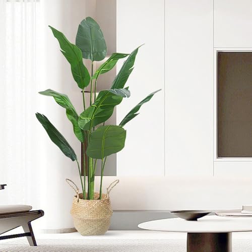 HWQFM 人工 観葉植物 フェイク 植木鉢付き フェイクグリーン フェイクツリー 大型 ストレリチア インテリア 室内 屋外 玄関 リビング ベッドルーム ガーデン 90cm 庭 ベランダ カフェ 事務所 オフィス ホーム デコレーション 新築祝いパーテ
