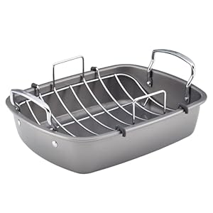 Circulon Nonstick Roasting Pan / Roaster with Rack – 17 Inch x 13 Inch, Gray
