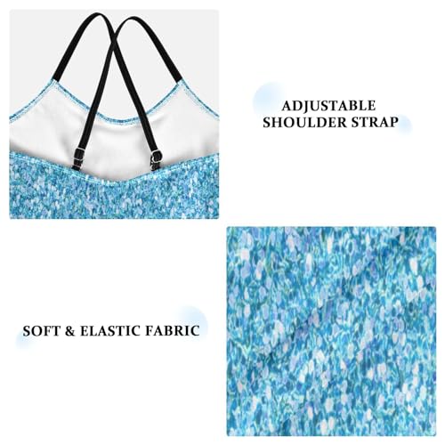 Blue Glitter Girls One Piece Swimsuits Colorful Sport Halter Swimwear Beach Bathing Suit 4T3