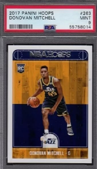 2017-18 Panini Hoops Basketball Donovan Mitchell Graded PSA 9 Mint Rookie Card #263