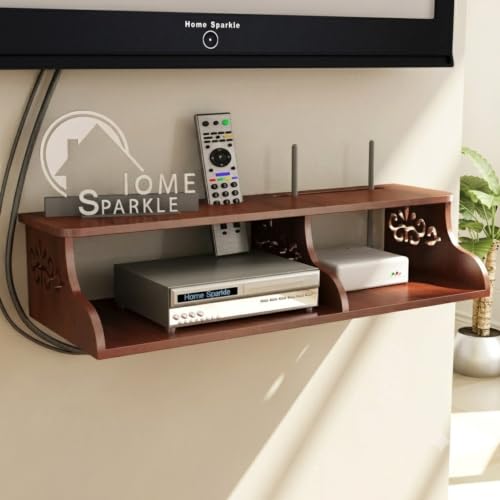 Home Sparkle Wall Mounted TV Entertainment Unit with 2 Wooden Car...