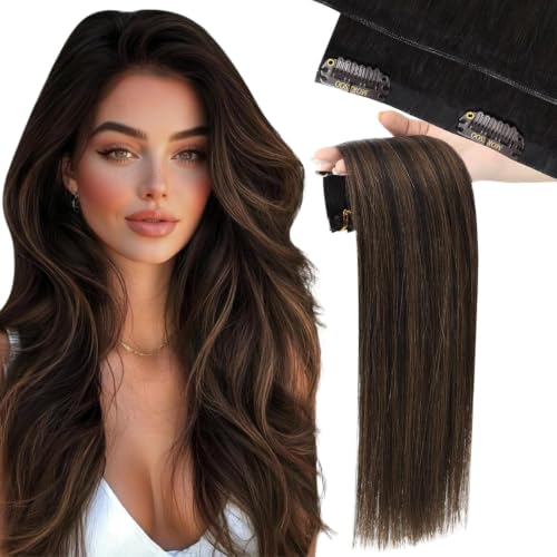 Image of Moresoo Dark Brown to Chestnut Brown Human Hair Clip ins 22in Invisible
