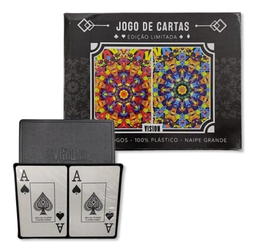 Kit 2 Jogo de Baralho Luxo Plástico Impermeável Resistente