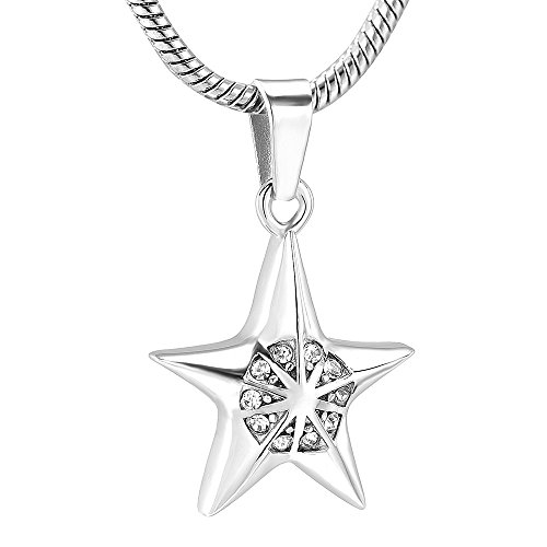 Oinsi Hold Clear Crystal Star Cremation Urn Jewelry Holder Memorial Keepsake Necklaces for Ashes
