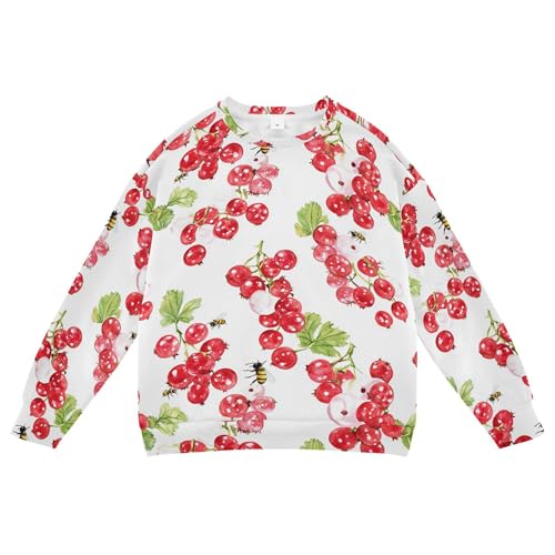 JUNZAN Beauty Redcurrant Fruit White Kids Girls Hooded Sweatshirt Crewneck Fall Tops Shirts Camping 4T