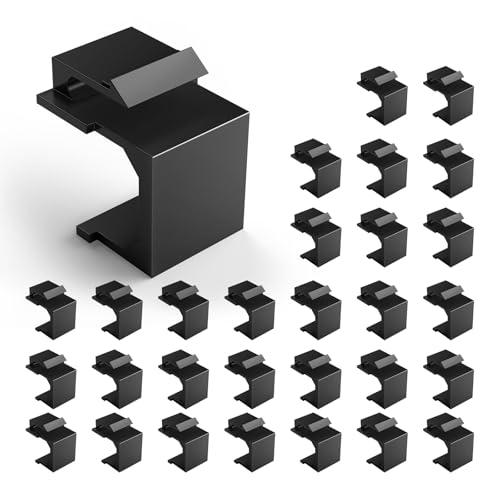VCE UL Listed (20-Pack) Blank Keystone Jack Inserts for Keystone Wall Plate and Patch Panel, Black (20, Black)
