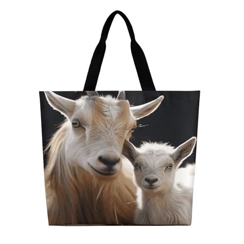 Women's Multi-Functional Shopping Bag，Cute Goat Baby with Mother Printing Messenger Bag Shoulder Bag for Travel, Work, Shopping & Parties with Inner Pocket, Grocery Bag Lightweight & Water-Resistant3