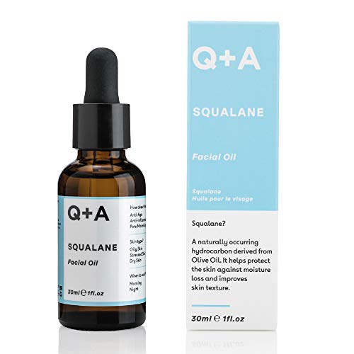 Q+A Aceite facial de escualano. Un aceite facial vegano súper hidratante derivado del aceite de oliva. 30ml/1oz líquida