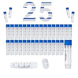 CryoKing Kunststoff Kryoröhrchen, Probenröhrchen Kunststoff 1.5ml, Gefrierröhrchen, Probenflaschen mit Barcode und Schraubverschluss für Labor Chemie Experimente (Blau, 25 Stück)
