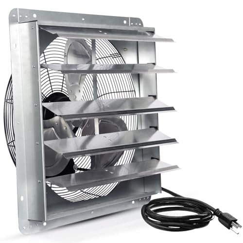 VENTISOL 20 Inch Shutter Exhaust Fan Wall Mounted, 3500CFM Exhaust Fan with Pre-Installed 1.65m...