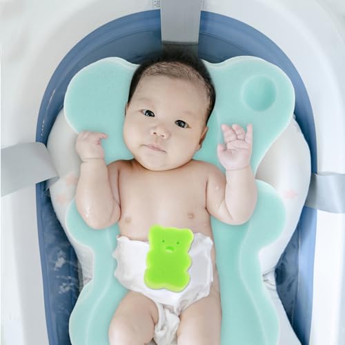 Image of Totority Newborn Bath Seat Baby Bath Pad with Sponge Support Non Slip Baby Support for Tub and Sink Breathable Machine Washable Infant Sponge Mat 19.68 X 11.81 X 1.57 in