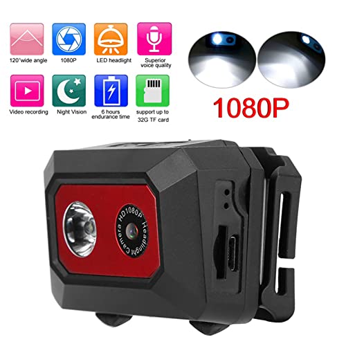 Super HD 1080P DV-Sportkamera, Am Kopf Montierter Action-Video-Camcorder mit DVR-Recorder-Kopfkamera für Fotografische Outdoor-Aufnahmen zu Hause und auf Reisen (Schwarz Rot)