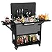 104 Quart Patio Rolling Ice Chest Large Cooler Cart with Wheels, Portable Mobile Outdoor Coolers Bar Cart with Storage Shelf & Bottle Opener for Drinks, Party, Camping, Backyard, Deck, BBQ