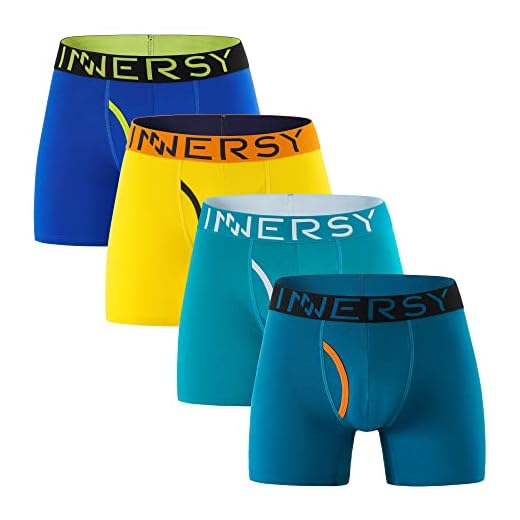 INNERSY Unterhosen Männer Lang Boxershorts mit Eingriff Baumwolle Retroshorts Herren 4er Pack (XL, Blau/Grün/Eisblau/Gelb)