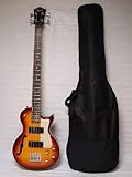 Ktone Sunburst 4 String Bass Guitar, Semi-hollow Body/W Bag