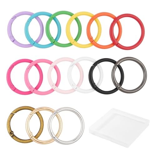 Image of DEVPSISR 15pcs Trigger Spring O Rings Round,Metal Keychain Ring Round Carabiner Clips for Keyrings Buckle, Bags,Purses