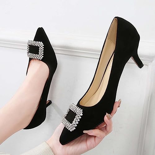 JOEupin Women's Pumps 2 inch Kitten Heel Comfort Pointed Toe Low Heel Wedding Evening Party Dress Shoes 5